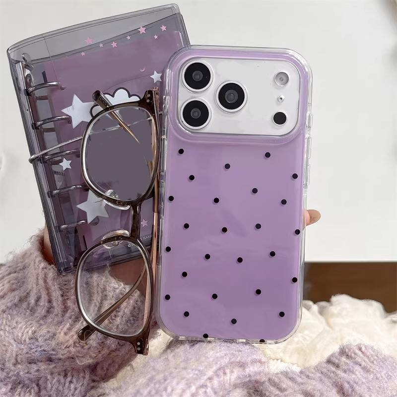 Phone Cases Y2K - Korean Ins Girl Simple Purple Polka