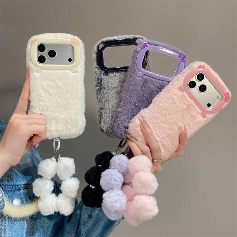 Apple Iphone 15 - Luxury Solid Colors Furry Plush Phone