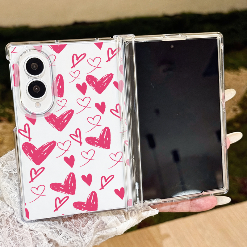 Phone Cases Z Fold 5 - Cute Hearts Pattern Phone Case For