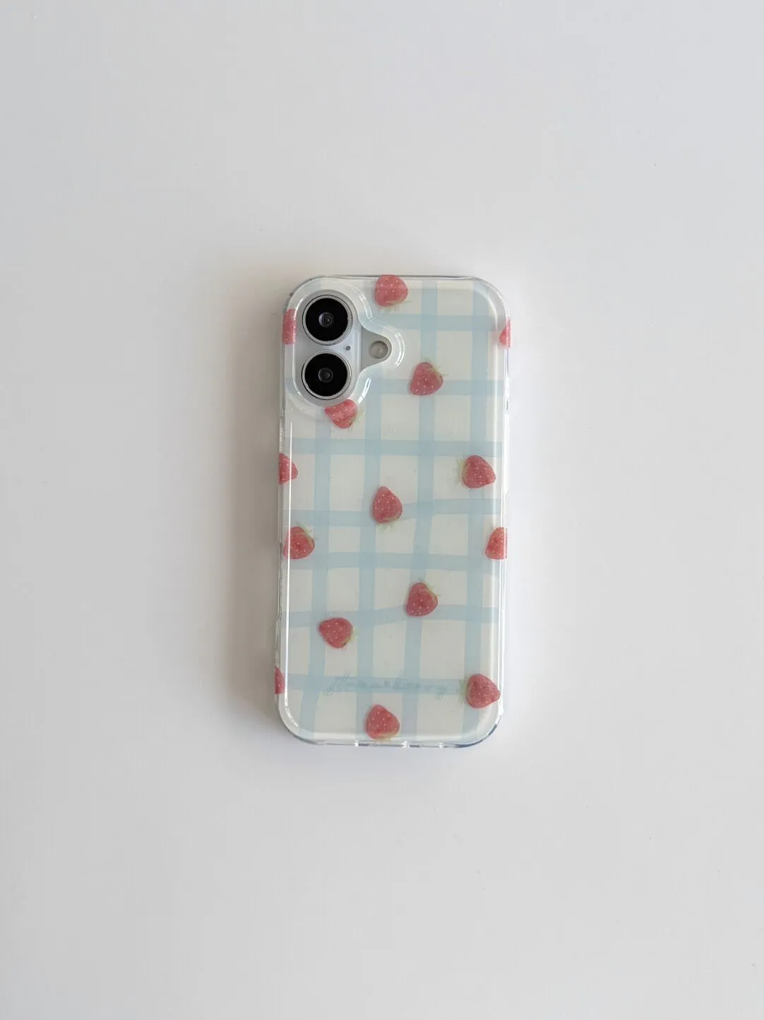 Phone Cases Y2K - Fresh Blue Grid Pattern Strawberries Luxury